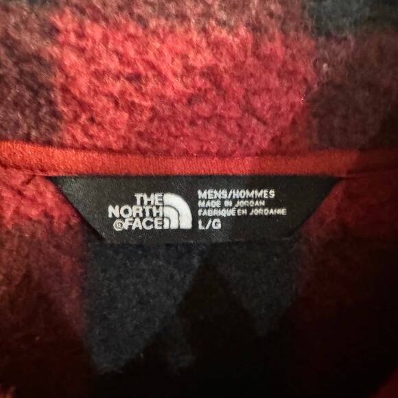 The North Face Buffalo Plaid 1/4 Zip Fleece Pullover Red Black Size Large - Picture 6 of 6